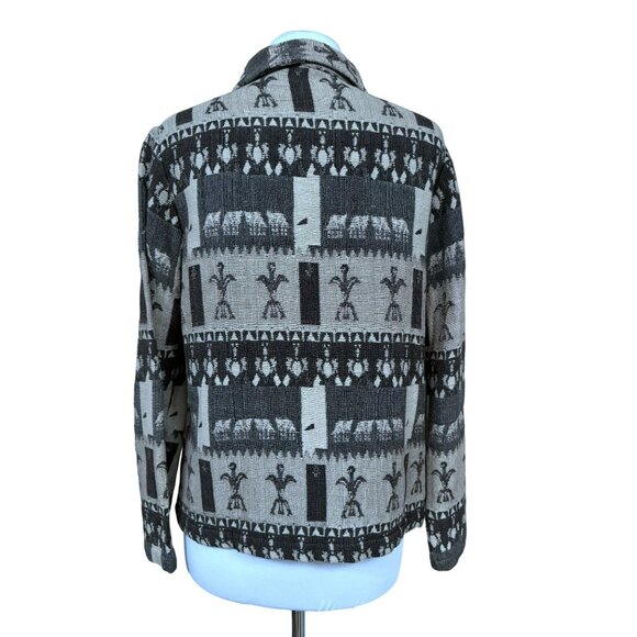 Chico's Wearable Art Aztec Tribal Print Woven Texture Button Front Jacket 0 XS-S - Picture 4 of 5